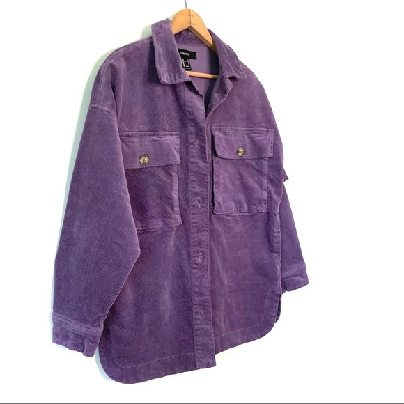 Forever 21 | Purple Oversized Velvet Button Down Jacket - Picture 2 of 7